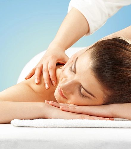 A patient receiving a shoulder massage